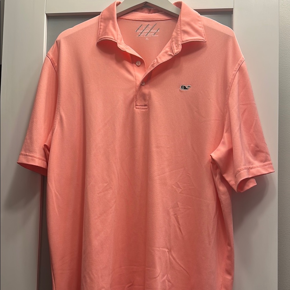 Vineyard Vines coral performance Polo Short Sleeve